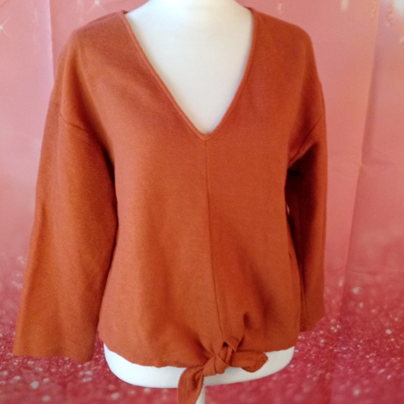Madewell Tops - Texture & Thread | Ribbed Terra Cotta V Neck Top | Size Large